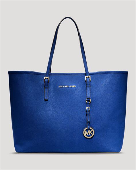 michael kors jet set travel tote blue|More.